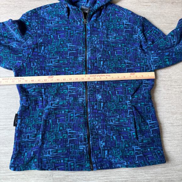 Vintage Preston York Tech Malden Mills Polar Fleece Womens L Aztec Zip Up Hoodie - Picture 6 of 8